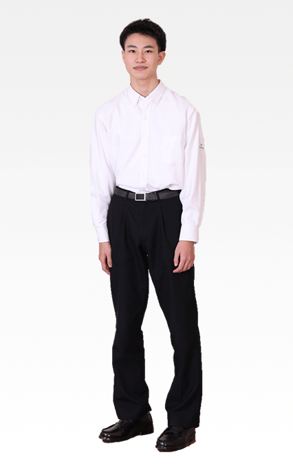 明法中学・高等学校の制服 男子用：長袖ワイシャツ（白