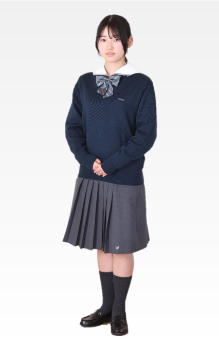 明法中学・高等学校の制服 女子用：長袖ブラウス（白）